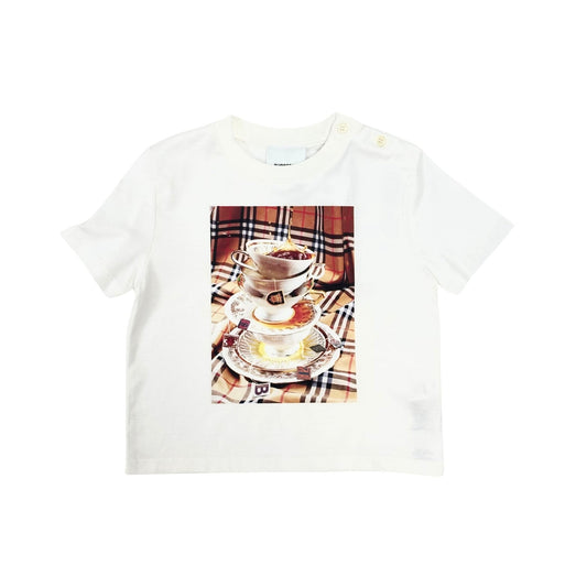 Burberry White Classic Tea Cup Logo T‘shirt