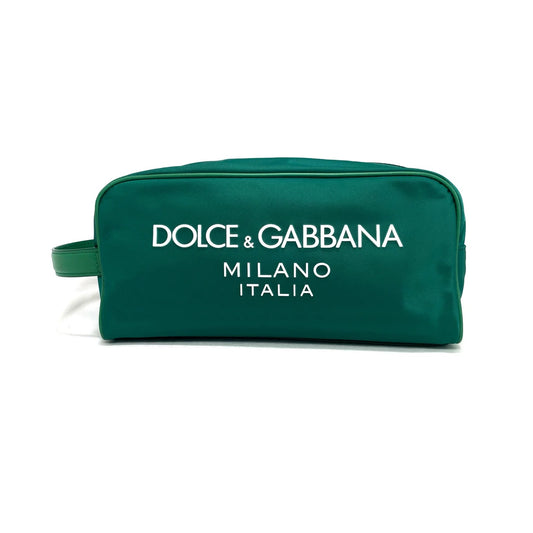 Dolce&Gabbana Green Nylon Logo Toiletry Bag